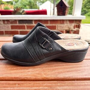 Earth Spirit Gelron Slip‎ On Mule Clogs Comfort Buckle Detail Black Size 10